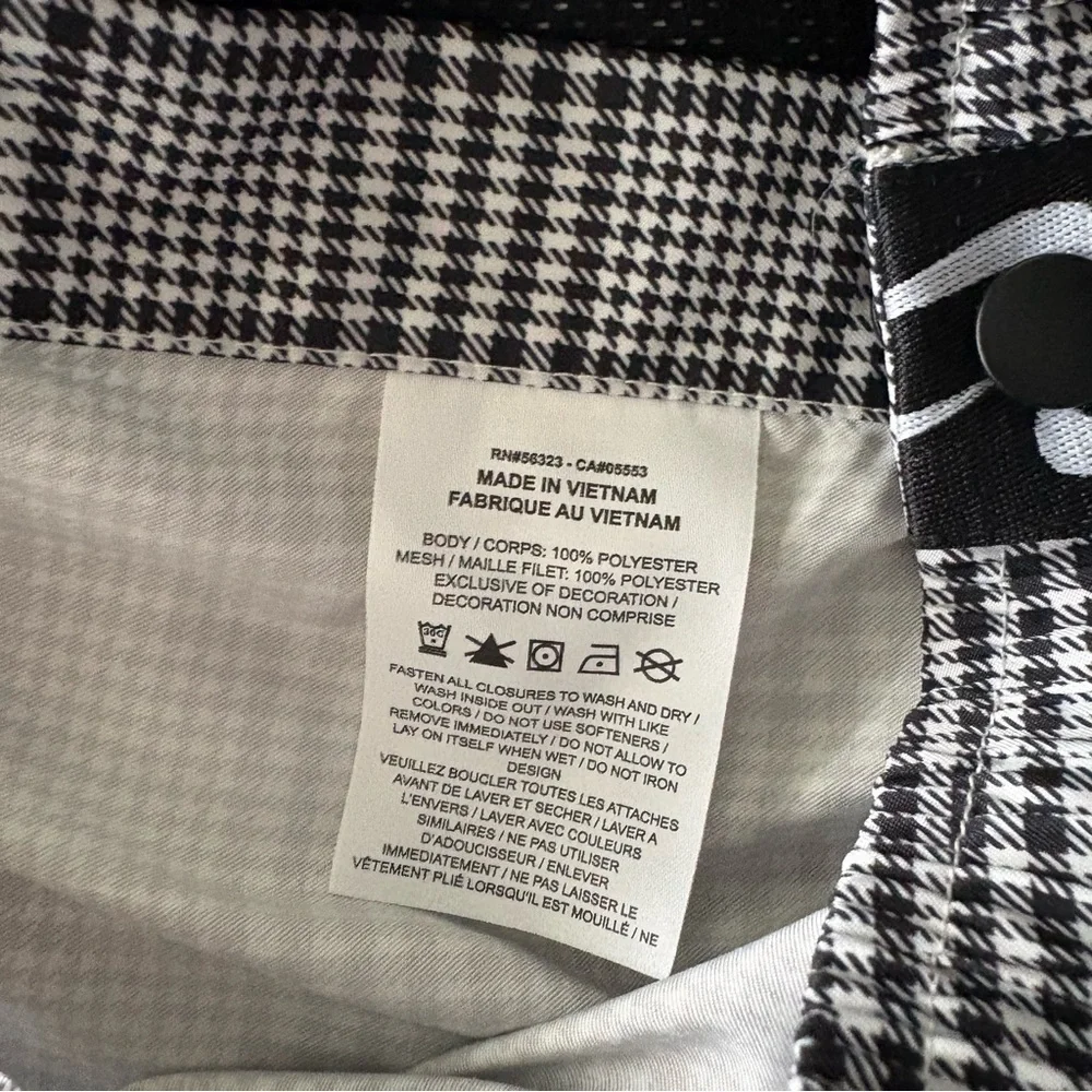 NIKE sz XS Houndstooth Black White Gray Tearaway Pants CK0543